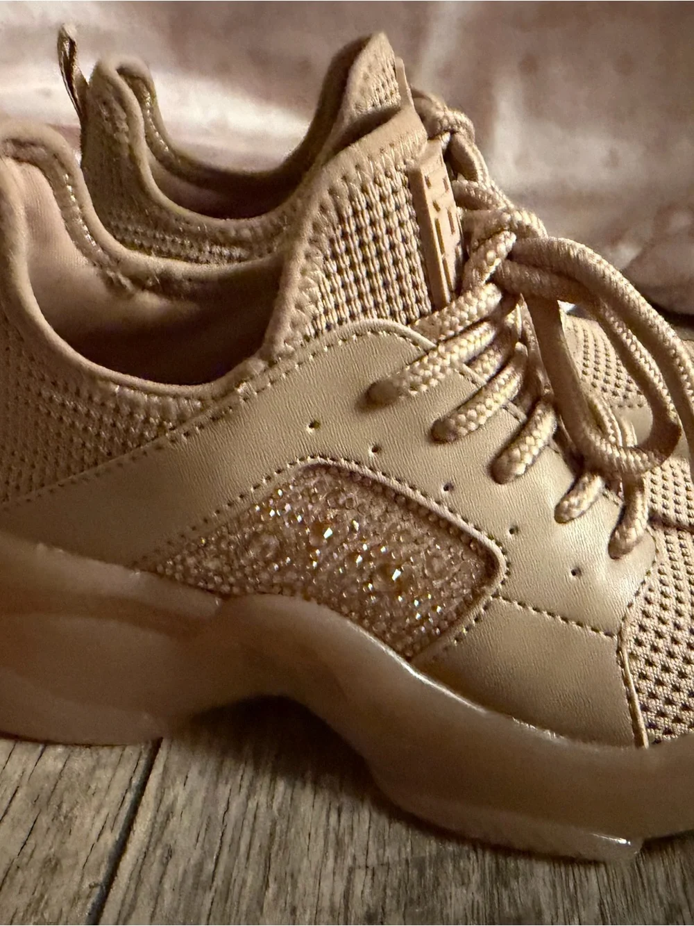 Steve Madden Chunky Knit Lace-Up Sneakers in Tan